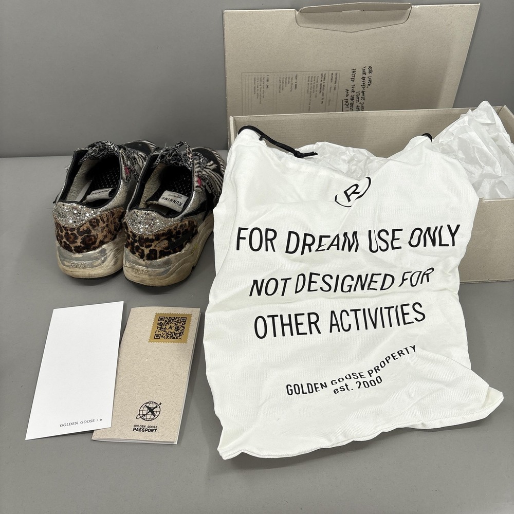 Golden Goose Running Sole Shoes Womens Size 6 Zebra Leopard Pony Hair Sneakers - Picture 3 of 16